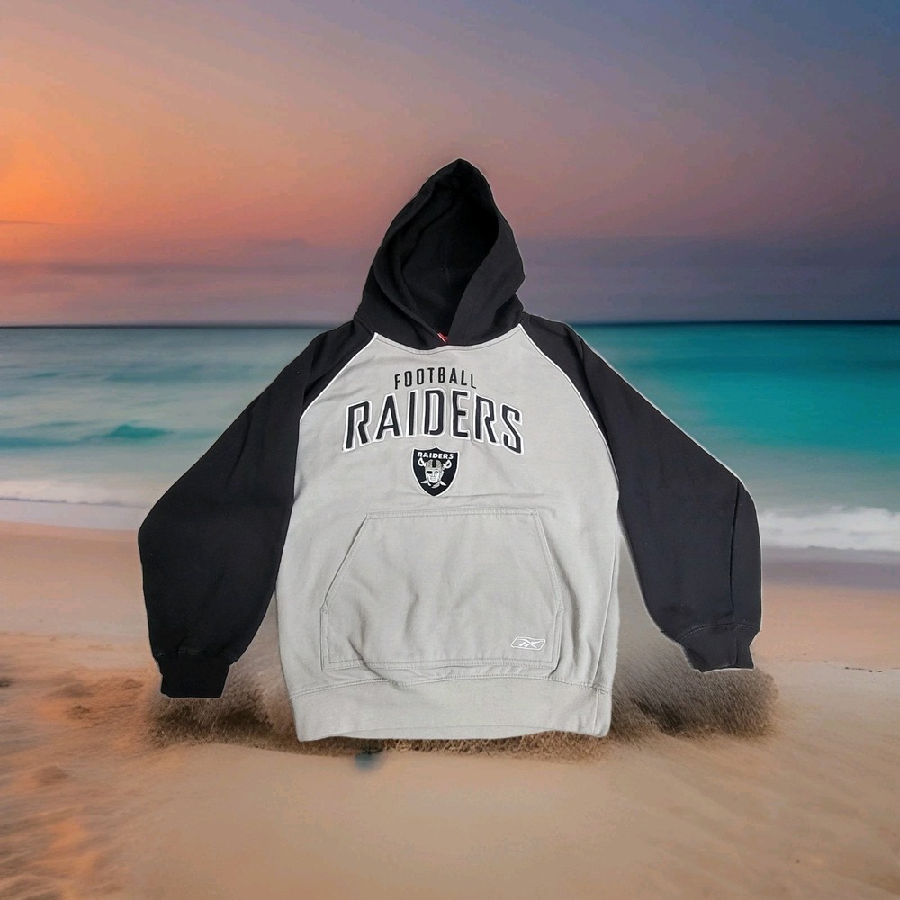 🏈Vintage Las Vegas Raiders Hoodie Youth M NFL Football Apparel Reebok Pullover